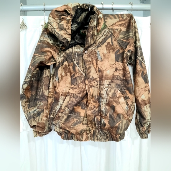 Youth Camo Jacket Small Mad Dog Hunting Advantage Timber Snap Zipper Hooded - Picture 1 of 9